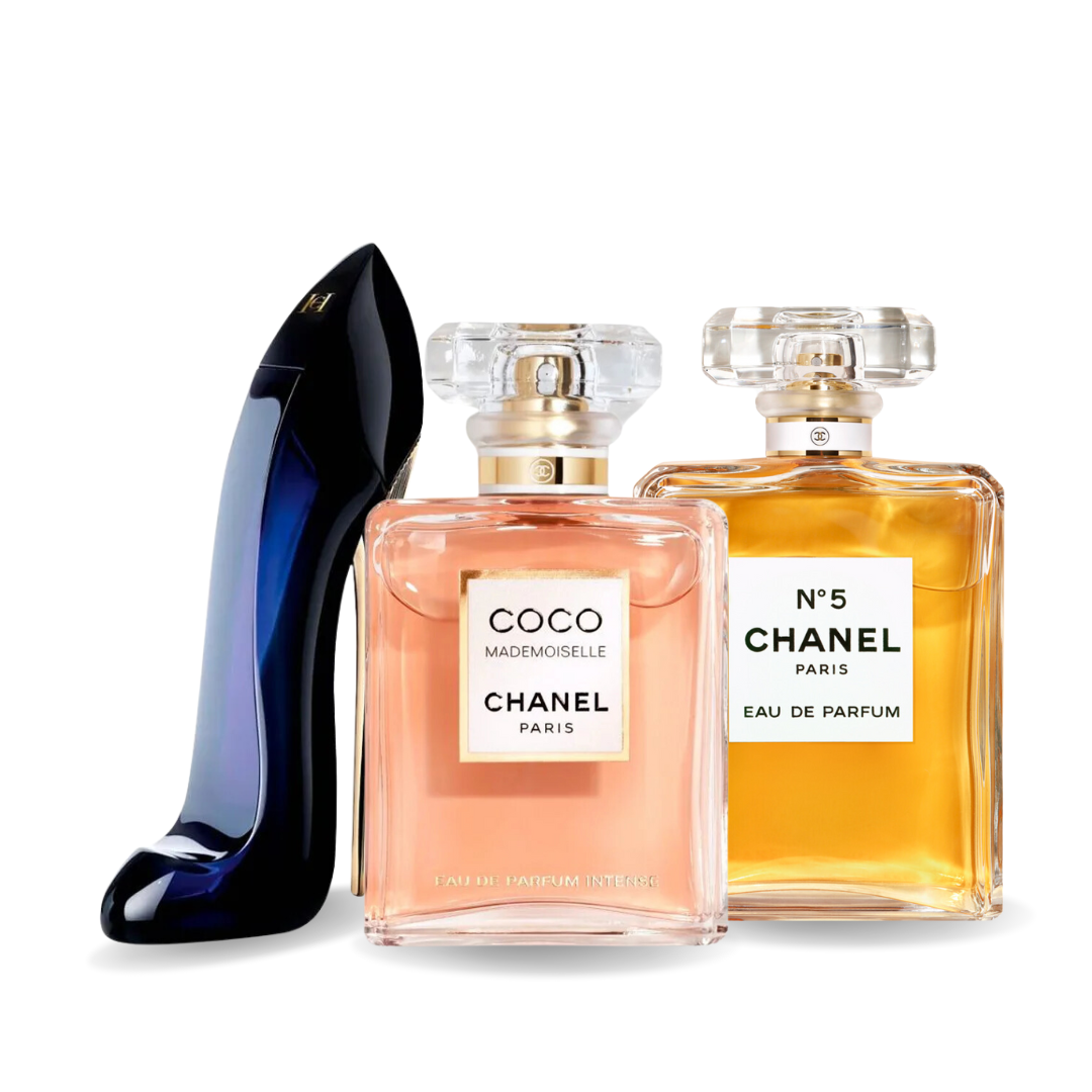 Set de 3 parfumuri | Good Girl · Coco Mademoiselle · Chanel N°5