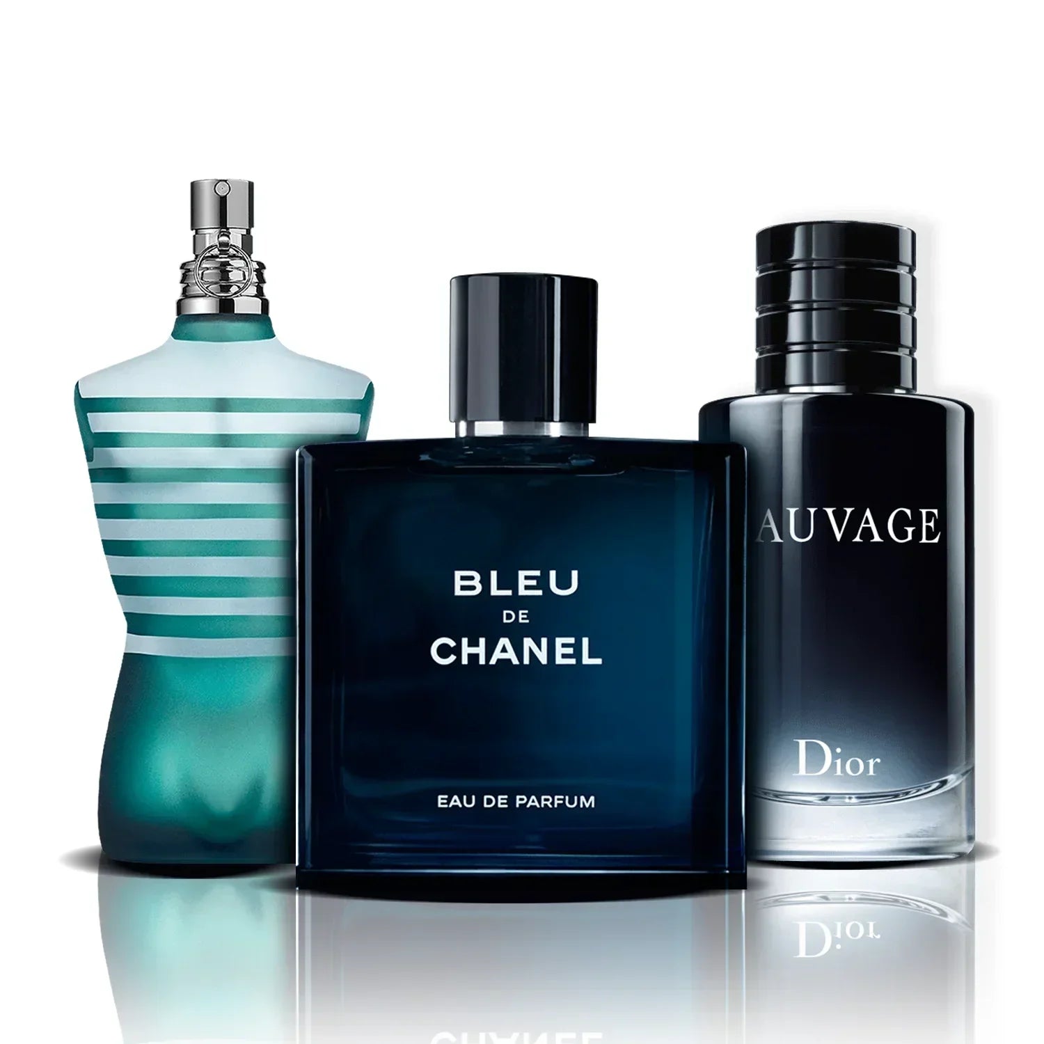 Set de 3 parfumuri | Le Male · Bleu de Chanel · Sauvage