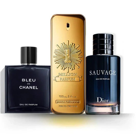 Set de 3 parfumuri | Bleu de Chanel · Sauvage · 1 Million