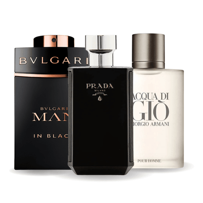 Set de 3 parfumuri | Bvlgari In Black · Acqua di Giò · L'Homme Prada Intense