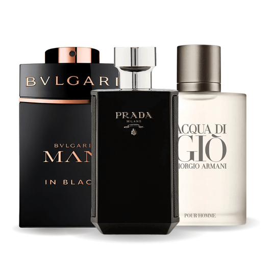 Set de 3 parfumuri | Bvlgari In Black · Acqua di Giò · L'Homme Prada Intense