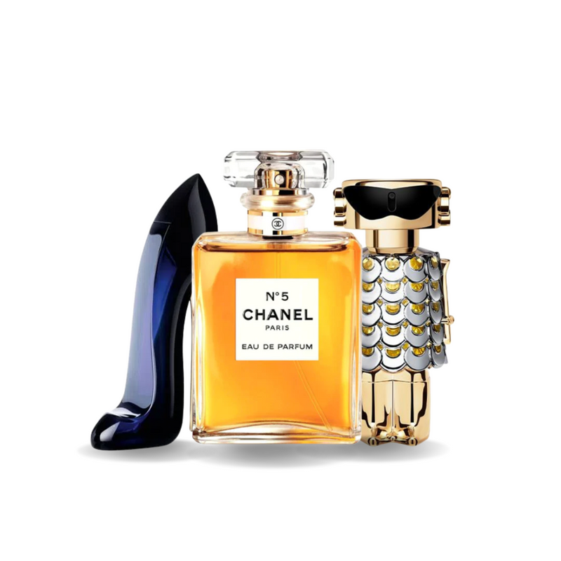 Set de 3 parfumuri | Good Girl · Chanel N°5 · Fame