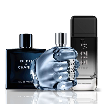 Set de 3 parfumuri | Bleu de Chanel · Only The Brave · 212 VIP Black