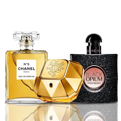 Set de 3 parfumuri | Chanel N°5 · Lady Million · Black Opium